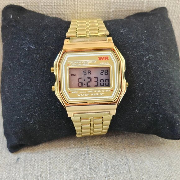 Women Wristwatch Yellow Gold Tone Digital Wrist Watch Multi Functional NEW - Picture 5 of 12